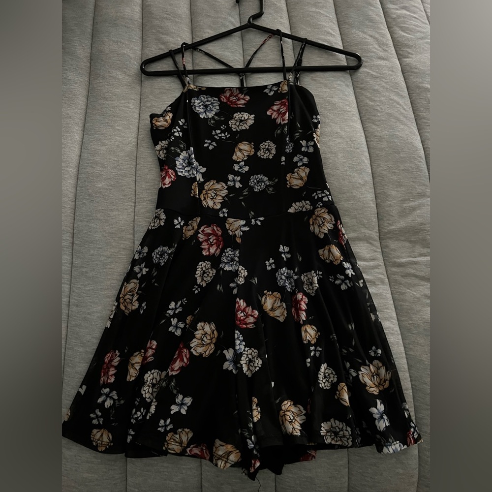 garage black floral romper, very soft and cute back